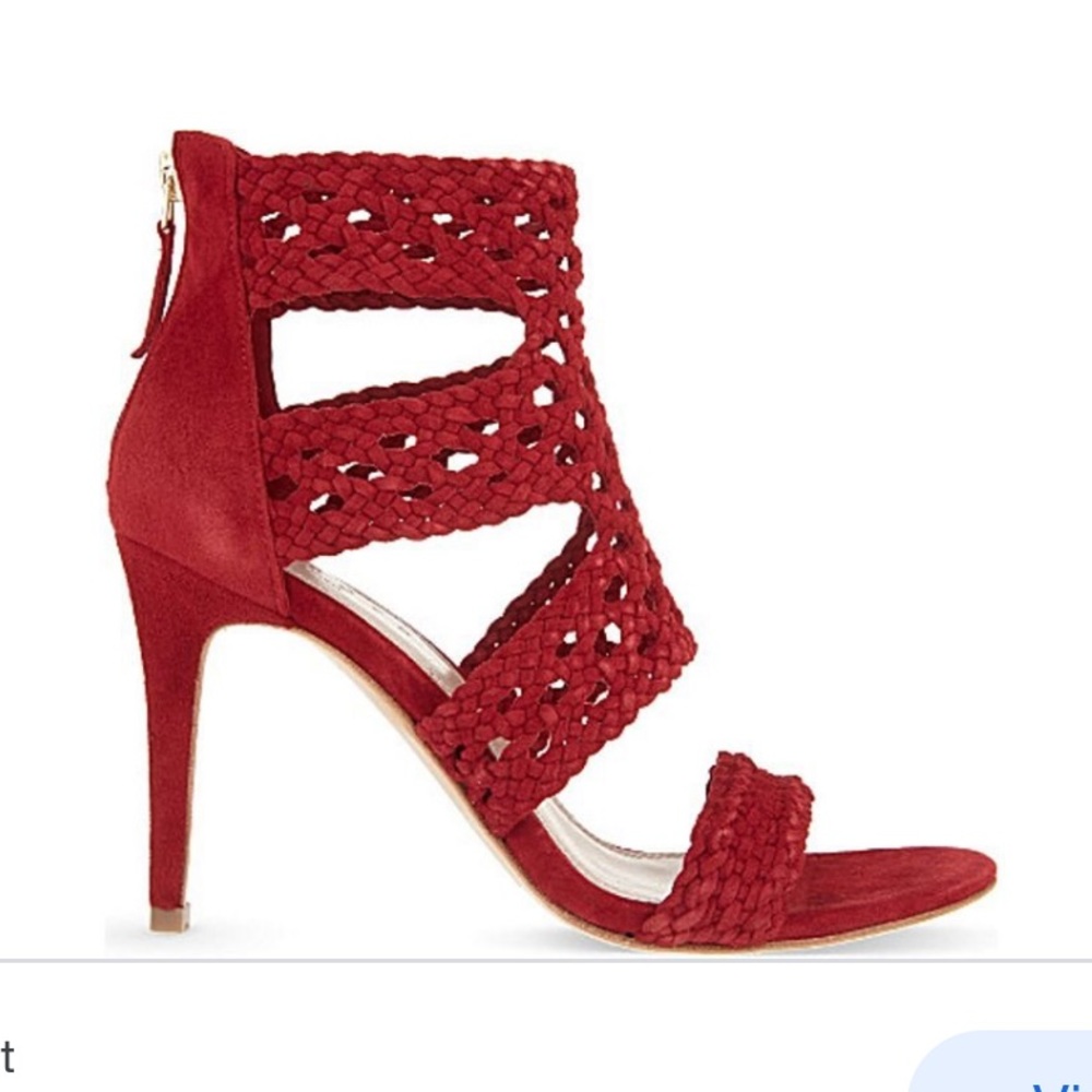 Sandro Paris Agate Suede Heeled Sandal in Bordeaux